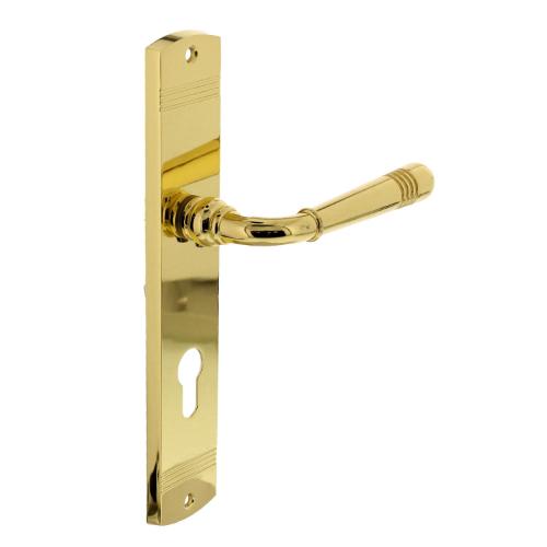 Deurkruk 1705 Emily op langschild PC72 messing gelakt product photo