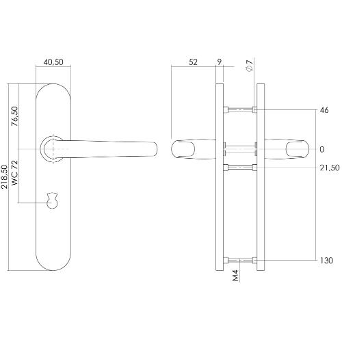 Deurkruk 1294 Sabel op verdekt schild WC 72/8 RVS EN1906/4 product photo https://media.isero.nl/Isero-IseroNL-Site/images/L/K0208704_2.jpg L