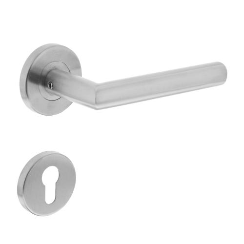 Deurkruk hoek 90gr op rozet 55 + PC plaatjes RVS EN1906/4 product photo