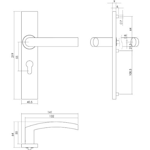 Deurkruk 1327 blok op schild recht PC 55 RVS EN1906/4 product photo https://media.isero.nl/Isero-IseroNL-Site/images/L/K0208730_2.jpg L