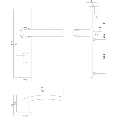 Deurkruk 1327 blok op schild recht PC 72 RVS EN1906/4 product photo https://media.isero.nl/Isero-IseroNL-Site/images/L/K0208731_2.jpg L