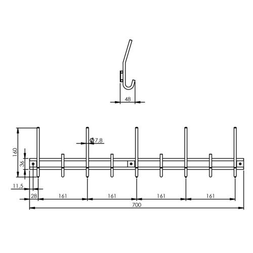 Garderobe 9 haken RVS product photo https://media.isero.nl/Isero-IseroNL-Site/images/L/K0209013_2.jpg L