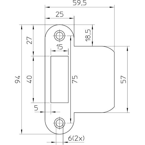 Nemef sluitplaat vlak loop roestvrijstaal afgerond verlengd product photo