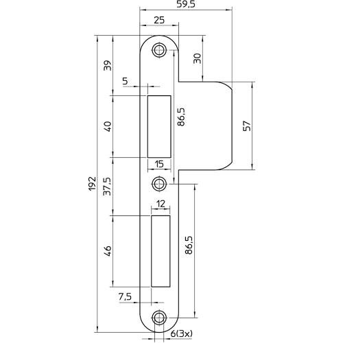 Nemef sluitplaat vlak D+N roestvaststaal rond din links verlengd product photo