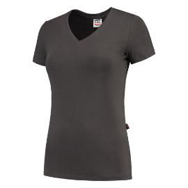 T-Shirt V-hals slim fit dames donkergrijs 3XL product photo
