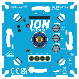 Ion dimmer inbouw v/alle dimbare lichtbronnen 0.3-200w+1x600w V1/J1/E1 Druk Wissel MKII Draai 90.100.020 product photo