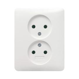 Gira wandcontactdoos inbouw 2 voudig met randaarde creme wit serie Standaard 55 Ral 1013 Los 078801 product photo