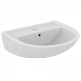Ideal Standard wastafel wit 55x45cm rond met overloop en kraangat midden w3 product photo