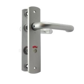 Noxxa vastdraaibare deurkruk 1404 op gegoten aluminium kortschild 200x42mm - curve - kleur F1 mat - uitvoering vrij en bezet 72/8 Noxxa vastdraaibare deurkruk 1404 op gegoten aluminium kortschild 200x42mm - curve - kleur F1 mat - uitvoering vrij en bezet 72/8 product photo