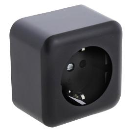Q-Link wandcontactdoos opbouw 1-voudig met ra antraciet/zwart serie Q-Link product photo