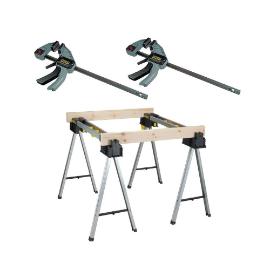 Set opvouwbare zaagbokken + gratis 2x lijmklemmen product photo