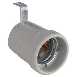 Lampfitting porselein hittebestendig met haakse beugel E27 Max 100w Led/gloei Lamp M10x1mm product photo