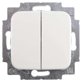 ABB Busch-Jaeger basisunit schakelaar inbouw 2x wissel polar wit basiselement serie Reflex Si Ral 9010 duurzaam doosje product photo