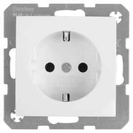 Hager Berker wandcontactdoos inbouw 1 voudig met randaarde polar wit serie S1 in duurzaam doosje product photo