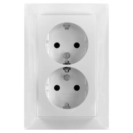 Hager Berker wandcontactdoos inbouw 2 voudig met randaarde polar wit serie S1 in duurzaam doosje product photo