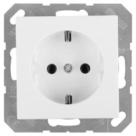 Jung wandcontactdoos inbouw 1 voudig met randaarde alpine wit serie AS500 Ral 9016 in duurzaam doosje product photo