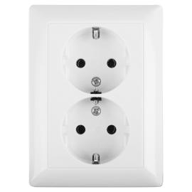 Jung wandcontactdoos inbouw 2 voudig met randaarde alpine wit serie AS500 Ral 9016 in duurzaam doosje product photo