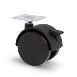 Meubelwiel met kap Nylon met plaat 38x38mm geremd 50mm product photo