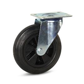 Meso zwenkwiel 200mm zwart rubber met plaat draagvermogen 200kg IS065 product photo