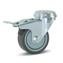 Zwenkwiel trolley geremd met centraal gat 40kg 50mm product photo