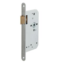 Nemef loopslot - DM60mm - krukgat 8mm - voorplaat RVS 20x235mm afgerond - messing dagschoot - DR 1+2+3+4 product photo