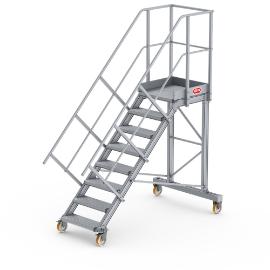 Bordestrap voor in het magazijn of onderhoud aan machine 8 treden 45 graden stahoogte 1.64 tot 3.64m product photo