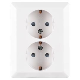 Ion wandcontactdoos inbouw 2 voudig m/ra alpin wit V1,J1 serie 10.300.714 in Doosje Half Opbouw product photo