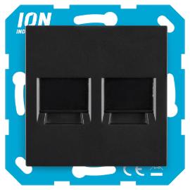 Ion wandcontactdoos inbouw 1 voudig 1xTV/1x Cat 6 mat zwart V1,J1 serie 13.300.016 in Doosje Modulair Recht product photo