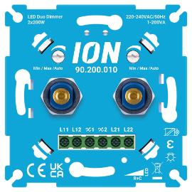 Ion dimmer inbouw v/alle dimbare lichtbronnen Duo 2x200w V1/J1/E1 Druk Wissel IDD Draai 90.200.010 product photo