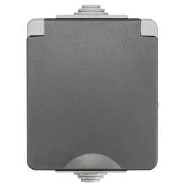 Ion wandcontactdoos opbouw 1 voudig ra grijs/antraciet Spatwaterdicht IP55 Grijs/Antrac. 55.100.070 product photo