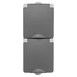 Ion wandcontactdoos opbouw 2 voudig vert.ra grijs/antraciet Spatwaterdicht IP55 Grijs/Antrac. 55.100.170 product photo