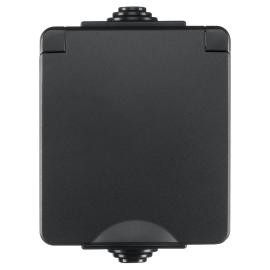 Ion wandcontactdoos opbouw 1 voudig randaarde zwart Spatwaterdicht IP55 Zwart 55.200.070 product photo