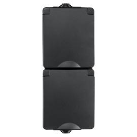 Ion wandcontactdoos opbouw 2 voudig verticaal ra zwart Spatwaterdicht IP55 Zwart 55.200.170 product photo