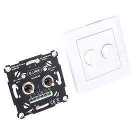 Q-Link dimmer inbouw v/alle dimbare lichtbronnen + afdekplaat wit 2-200w Led druk wissel dubbel Polar wit product photo