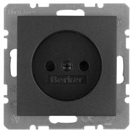 Hager Berker wandcontactdoos inbouw 1 voudig zonder ra mat antraciet serie S1 Ral 7021 in duurzaam doosje product photo
