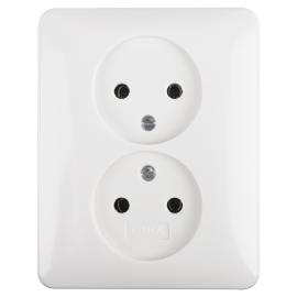 Gira wandcontactdoos inbouw 2 voudig zonder ra polar wit serie SY55 Ral 9010 in duurzaam doosje product photo