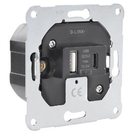 Q-Link wandcontactdoos inbouw Charger USB A+C universeel basiselement in duurzaam doosje product photo