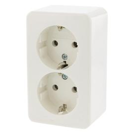 Hager Berker wandcontactdoos opbouw 2 voudig met randaarde polarwit Opbouw AP Ral 9010 product photo