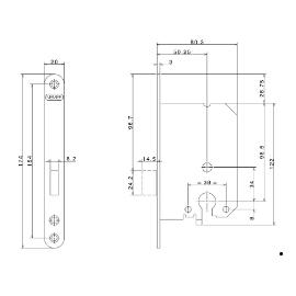 Kastslot aluminium voorplaat pc. 55 product photo