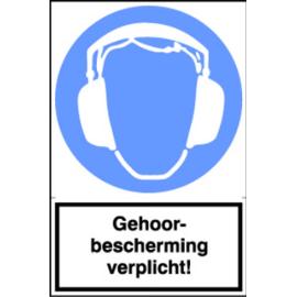 Pictogram gehoorbescherming verplicht PVC zelfklevend rechthoek 200x300mm product photo