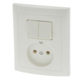 Hager Berker contactdoos combinatie inbouw serie zonder ra creme serie S1 Los Verpakt product photo