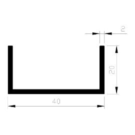 U-profiel aluminium 20x40x20x2.0mm U-profiel aluminium 20x40x20x2.0mm product photo