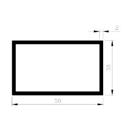 Buis rechthoekig aluminium 50x30x2.0mm product photo