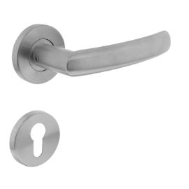 Deurkrukken Blok op kunststof rozet met PC plaat RVS product photo