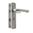 Noxxa vastdraaibare deurkruk 1404 op gegoten aluminium kortschild 200x42mm - curve - kleur F1 mat - uitvoering vrij en bezet 72/8 product photo