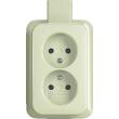 ABB Busch-Jaeger wandcontactdoos opbouw 2 voudig zonder randaarde creme wit Standaard Aplus Ral 1013 2TKA00003931 product photo