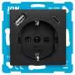 Ion wandcontactdoos inbouw 1 voudig m/ra Usb mat zwart V1,J1 serie 10.300.414 in Dsje Usb A+C+AB product photo