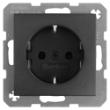 Hager Berker wandcontactdoos inbouw 1 voudig met randaarde mat antraciet serie S1 Ral 7021 in duurzaam doosje product photo