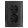 Hager Berker wandcontactdoos inbouw 2 voudig met randaarde mat antraciet serie S1 Ral 7021 in duurzaam doosje product photo