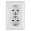 Gira wandcontactdoos inbouw 2 voudig met randaarde polar wit serie SY55 Ral 9010 in duurzaam doosje product photo